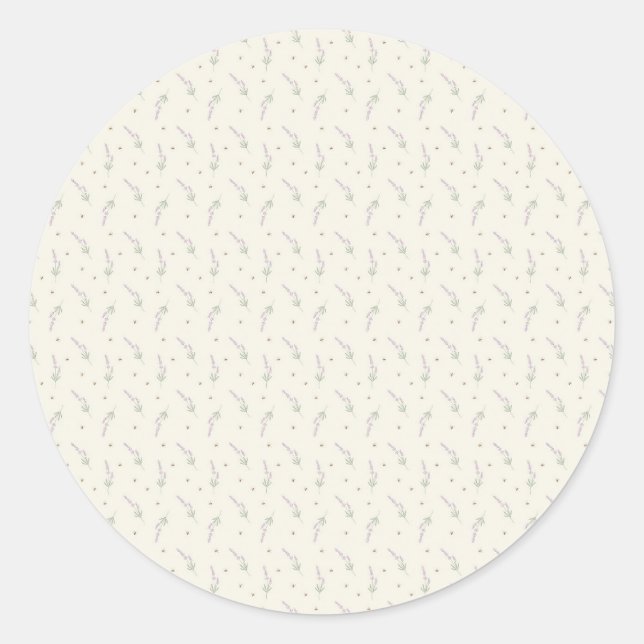 Delicate Lavender & Honeybee Botanical Outline Classic Round Sticker (Front)