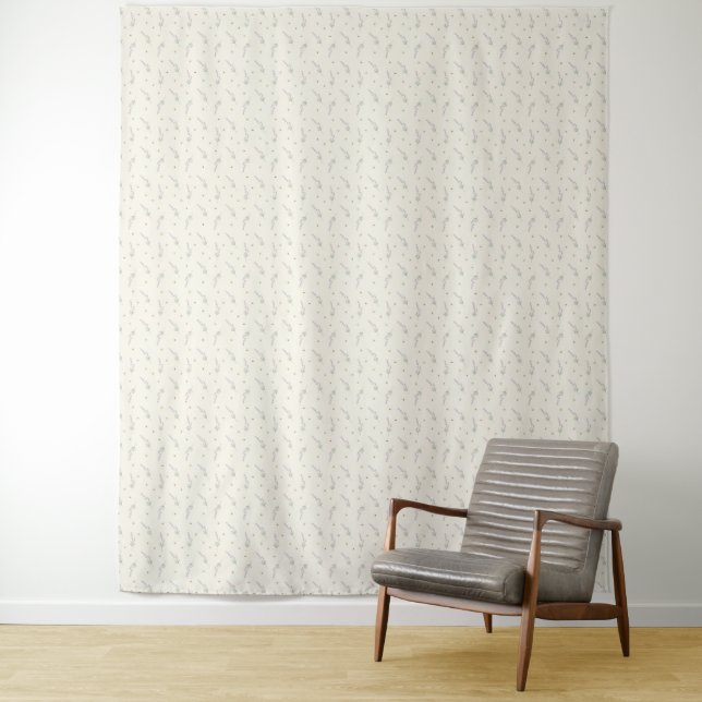 Delicate Lavender & Honeybee Botanical Outline Tapestry (In Situ)