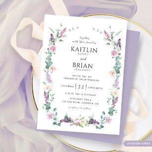Delicate Lavender Purple Pastel Floral Wedding Invitation
