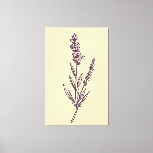 Delicate Lavender Sprig on Cream Backdrop  Canvas Print