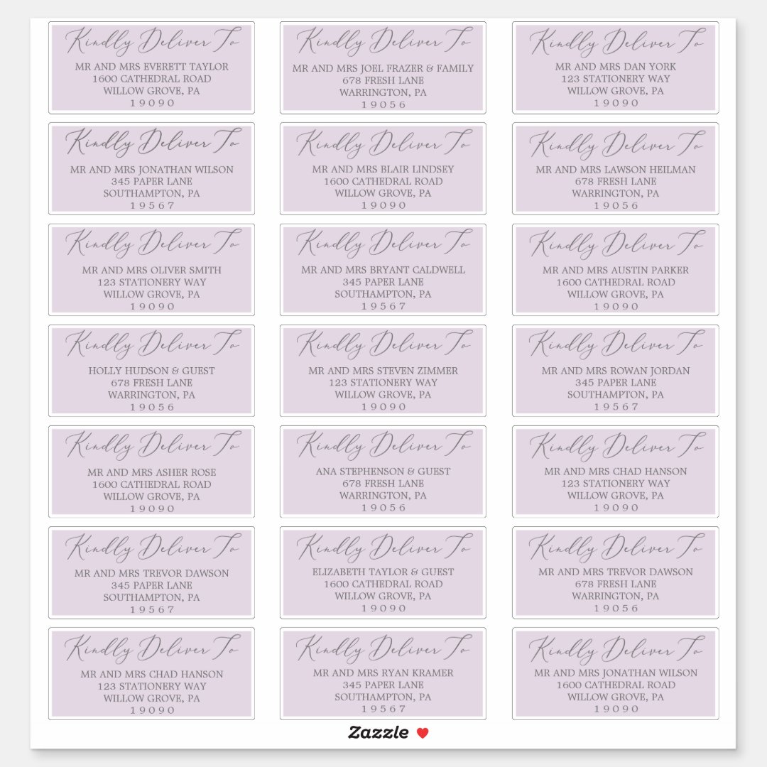 Delicate Lavender Wedding Guest Address Labels | Zazzle