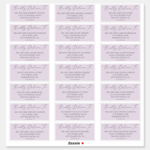 Delicate Lavender Wedding Guest Address Labels