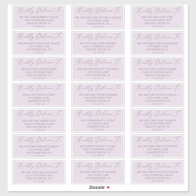 Delicate Lavender Wedding Guest Address Labels (Sheet)