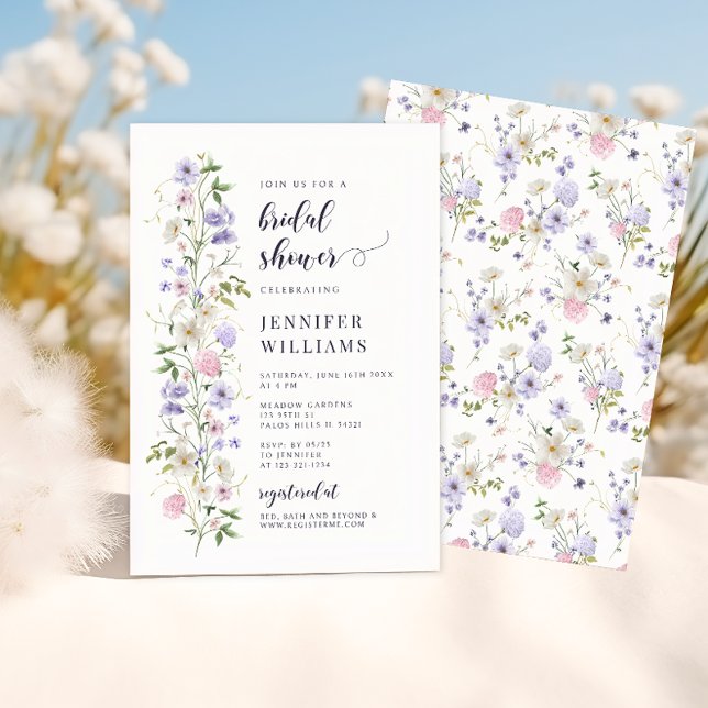 Delicate Lavender Wildflower Boho Bridal Shower  Invitation (Creator Uploaded)