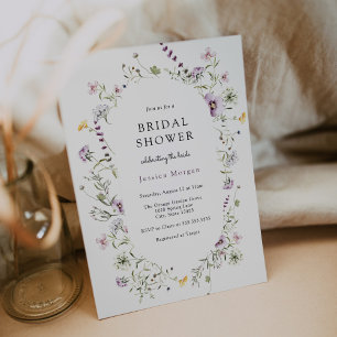 Delicate Lavender Yellow Wildflower Bridal Shower Invitation