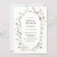 Delicate Lavender Yellow Wildflower Bridal Shower Invitation
