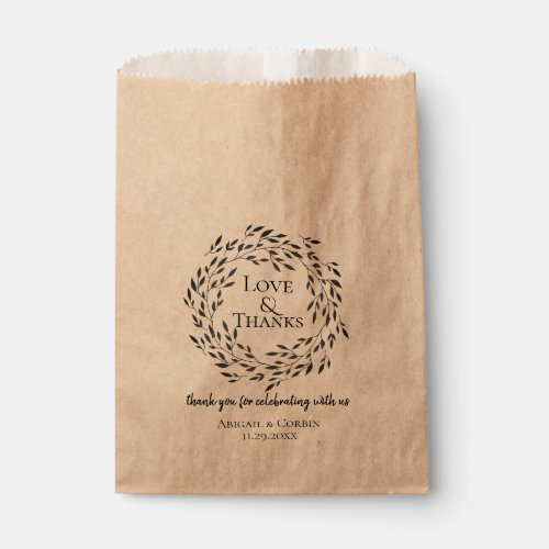 Delicate Leafy Wreath Wedding Favor Bag