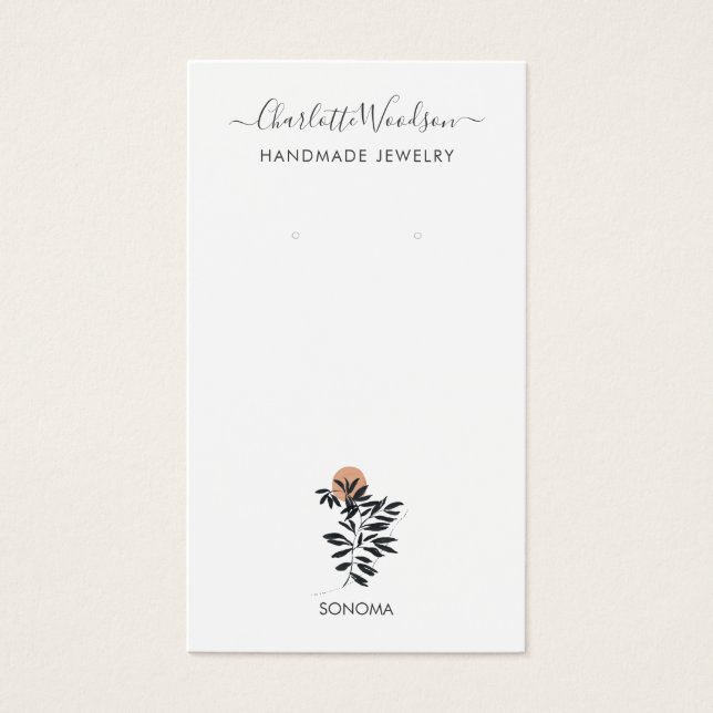 Delicate Leaves Illustration Earring Display Card (Front)