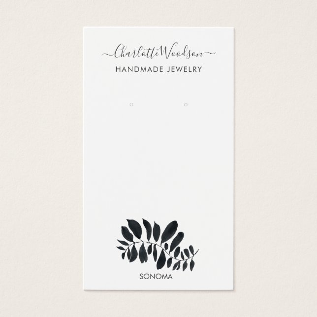 Delicate Leaves Illustration Earring Display Card (Front)