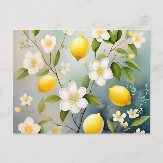 Delicate Lemon Blossoms in Watercolor  Postcard (Front)
