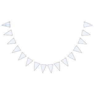 Delicate, light-blue patterned design repeating on bunting flags