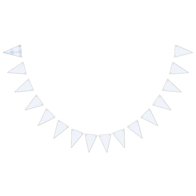 Delicate, light-blue patterned design repeating on bunting flags (All)
