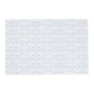 Delicate, light-blue patterned design repeating on placemat