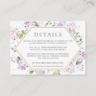 Delicate Lilac Floral Greenery Wedding Details   Enclosure Card