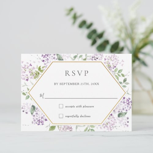 Delicate Lilac Purple Floral Greenery Wedding  RSV RSVP Card