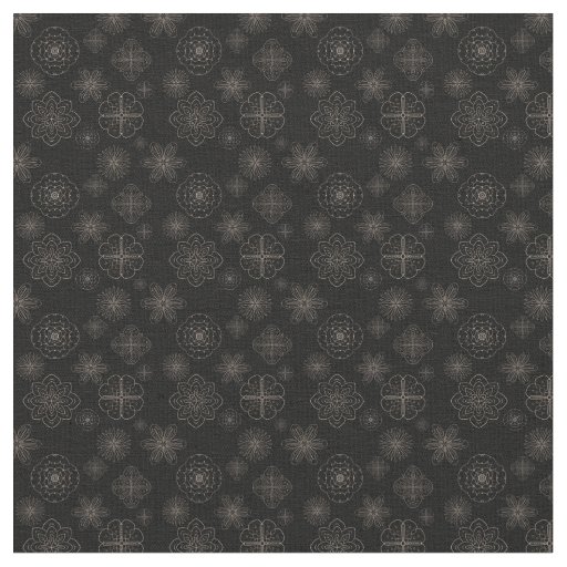 Delicate line flower pattern - black fabric