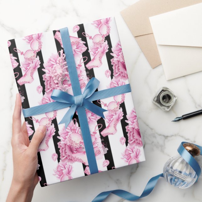 Delicate lingerie pattern Bridal Shower wrap Wrapping Paper (Gifting)