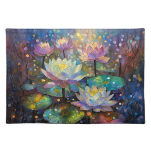Delicate Lotus Flowers Blossoming in the Snow Cloth Placemat
