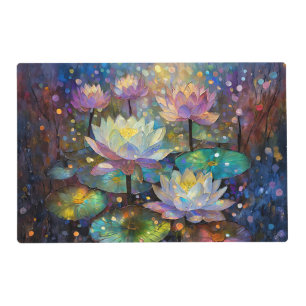 Delicate Lotus Flowers Blossoming in the Snow Placemat