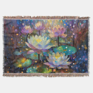 Delicate Lotus Flowers Blossoming in the Snow Throw Blanket