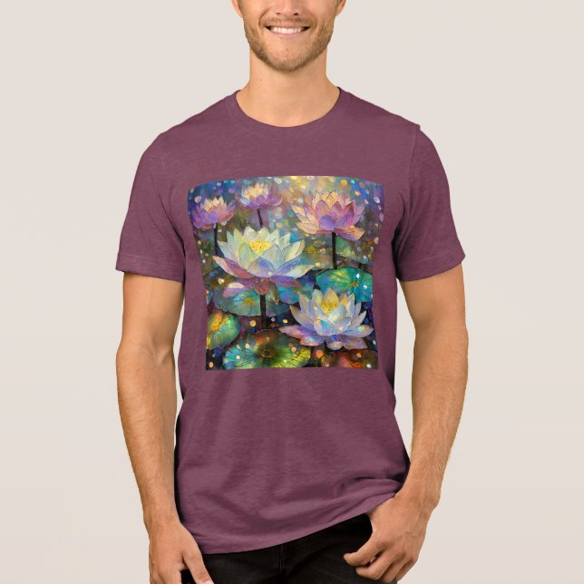 Delicate Lotus Flowers Blossoming in the Snow Tri-Blend Shirt (Front)