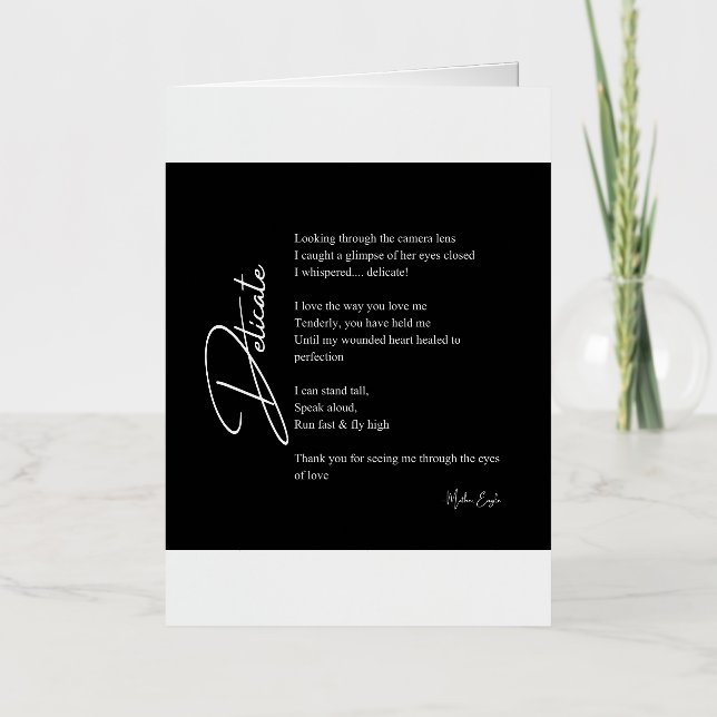Delicate Love Poem Poetry  Foil Greeting Card (Front)