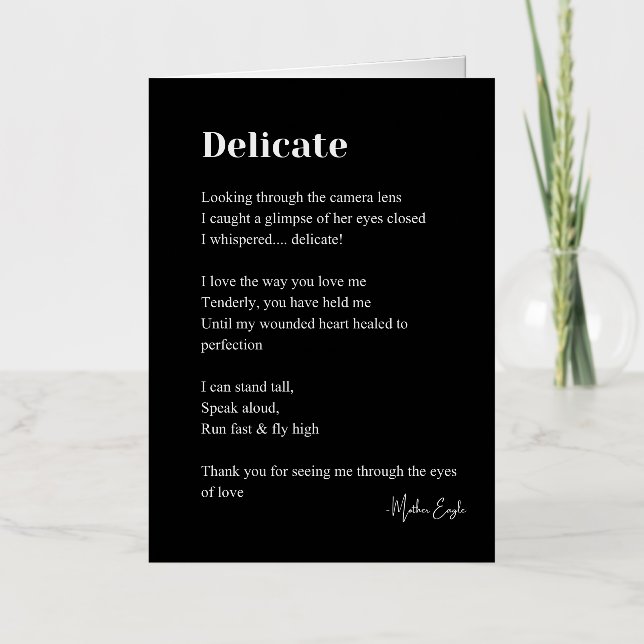 Delicate Love Poem Poetry  Foil Greeting Card (Front)