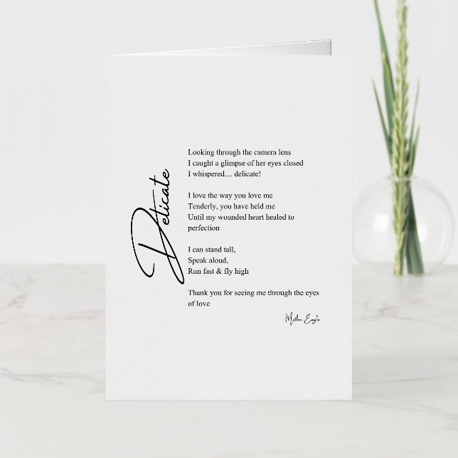 Delicate Love Poem Poetry  Foil Greeting Card (Front)