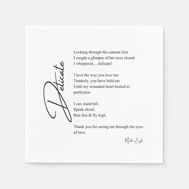 Delicate Love Poem Poetry  Napkins (Front)