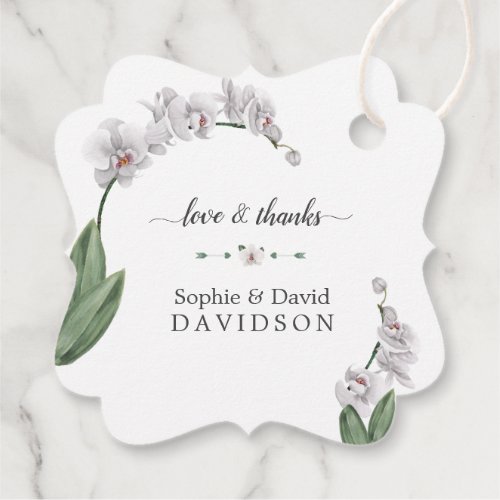 Delicate Luau Watercolor White Orchid Wedding Favor Tags
