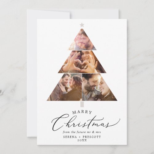Delicate Marry Christmas Tree Photo Holiday Save The Date