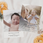 Delicate Merrier Christmas Birth Announcement<br><div class="desc">This delicate merrier Christmas birth announcement holiday card is the perfect simple holiday greeting. The romantic minimalist design features lovely and elegant black typography with a clean and simple look. Personalize the front of the card with a photo, your names and the year. Include a baby birth announcement and photo...</div>