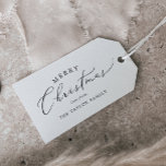Delicate Merry Christmas Family Holiday Gift Tags<br><div class="desc">These delicate Merry Christmas family holiday gift tags are perfect for a modern holiday present. The romantic minimalist design features lovely and elegant black typography on a white background with a clean and simple look. Personalize them with your name.</div>