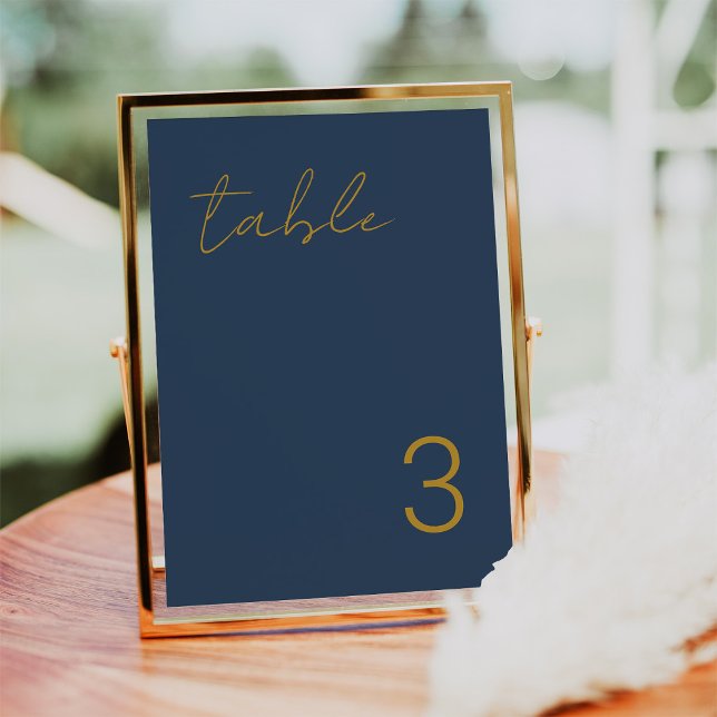 Delicate Minimal Navy Blue Gold Table Number Cards (Creator Uploaded)