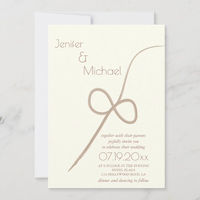 Delicate minimalist hand drawn infinity all in one invitation (Front)