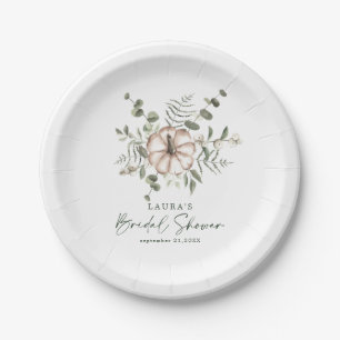 Delicate Minimalist Rustic Pumpkin Bridal Shower Paper Plates