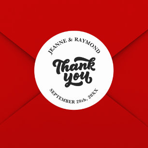 Delicate Minimalist Thank You Wedding Favor Classic Round Sticker