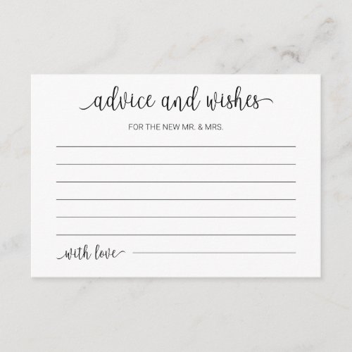 Delicate Minimalist Wedding Advice And Wishes Card