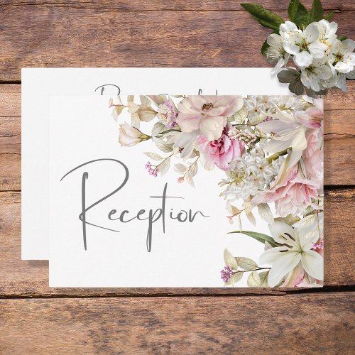 Delicate Modern Pink Blush Rose  Lily Reception Enclosure Card