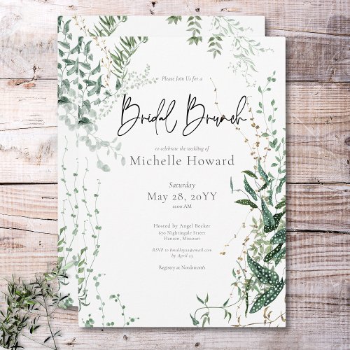 Delicate Modern Tropical Rainforest Bridal Brunch Invitation