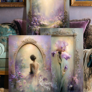 Delicate Moments Iris Ballerina Garden Lavender Wrapping Paper Sheets