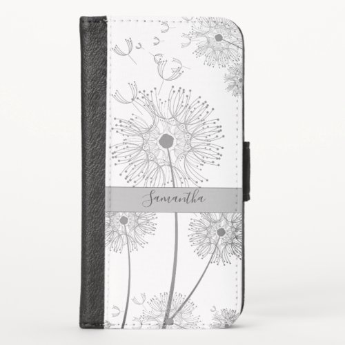 Delicate Monogram Floral Illustration iPhone X Wallet Case