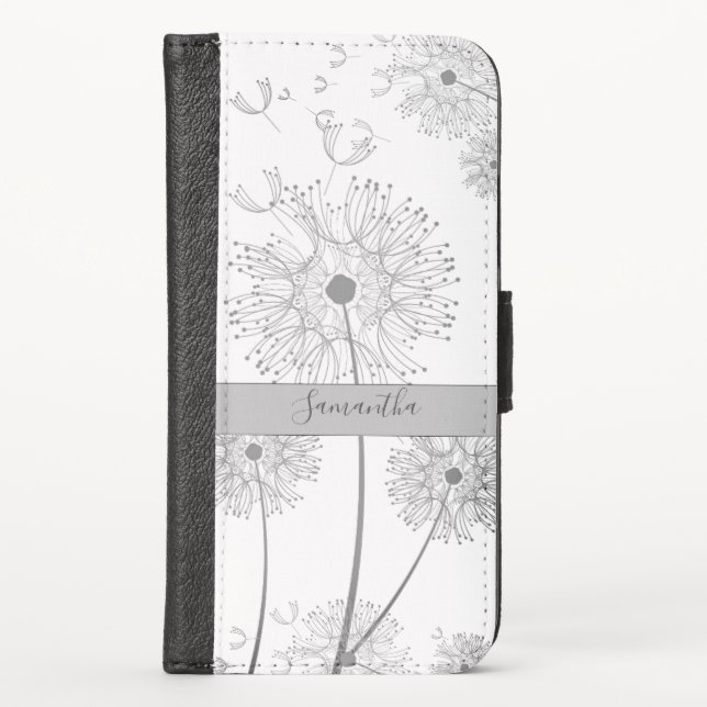 Delicate Monogram Floral Illustration iPhone Wallet Case (Front)