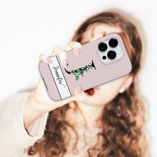 Delicate Monogram J custom name Jasmine floral Case-Mate iPhone 14 Pro Case