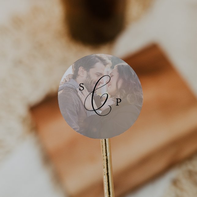 Delicate Monogram Photo Wedding Envelope Seals (Creator Uploaded)