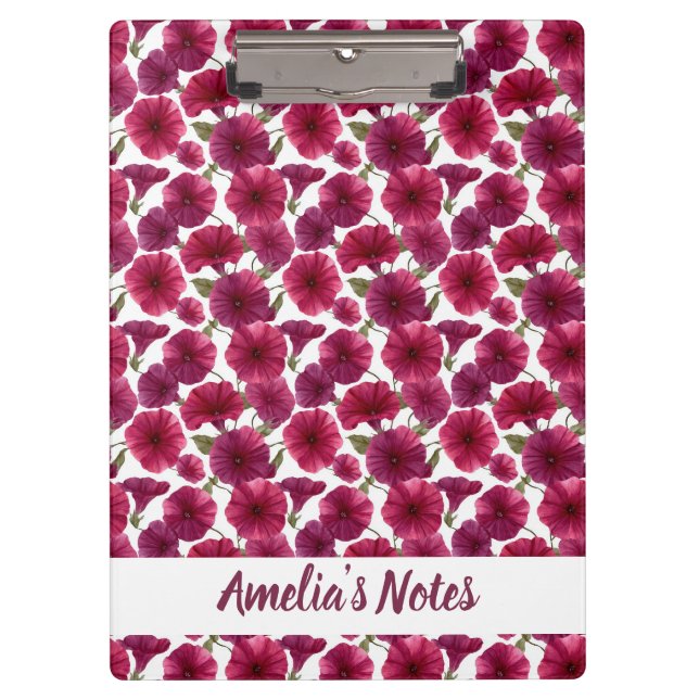 Delicate Morning Glory Pattern Name Clipboard (Front)