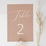 Delicate Muted Peach Beige Minimalist Wedding Table Number<br><div class="desc">This elegant wedding table number card features a soft muted peach beige background, accented by delicate white script and clean numbering. The gentle pinkish tan tone gives it a romantic and modern look - ideal for spring or fall weddings, blush toned palettes, or minimalist celebrations. With its subtle, warm coloring...</div>