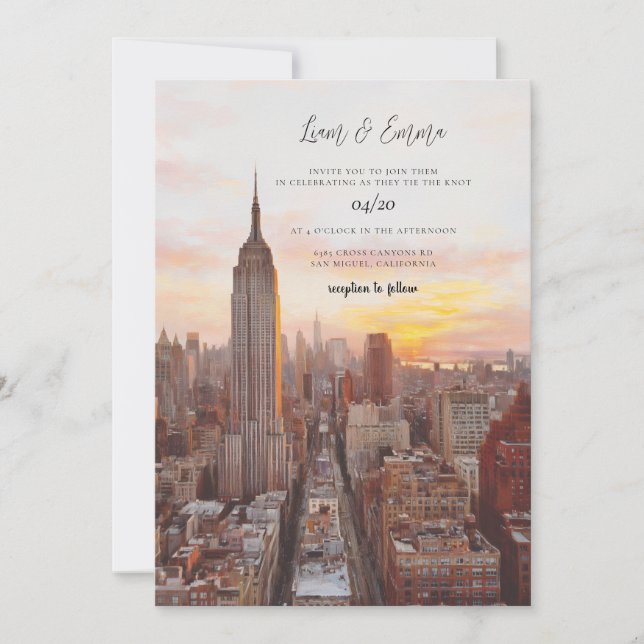 Delicate New York City Wedding Invitation (Front)