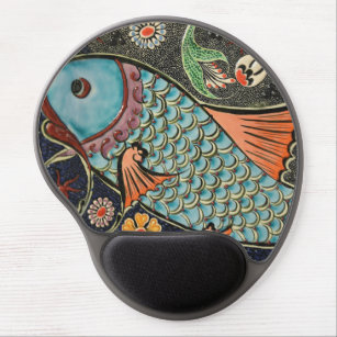 Delicate Ocean Mosaic Coastal Koi Fish Gel Mouse Pad