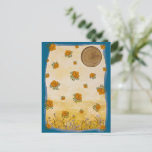 Delicate Orange Floral Dreamy Nature Collage Art Postcard